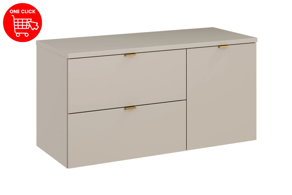 Set mobili bagno 100 cm con piano e mobile con cesto portabiancheria Dalia Cashmere 100 cm