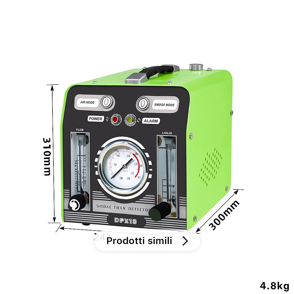 DP318 Smoke Leak Detector 12 V – Test EVAP e perdite con fumo pompa integrata manometro flussimetro e kit accessori professionale per auto