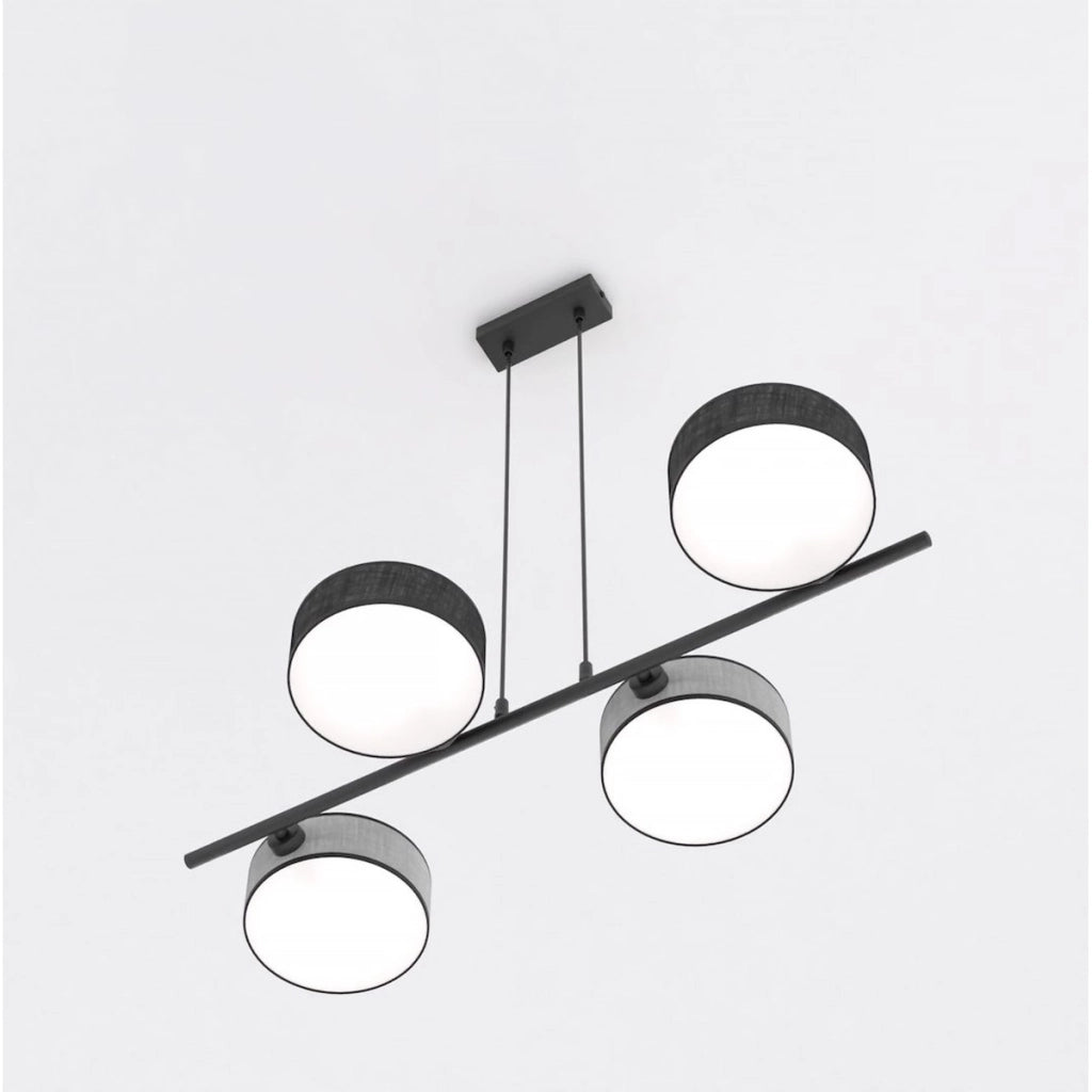 Lampada a sospensione DRUMZ in acciaio nero e tessuto