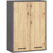 Mobile bagno sospeso AKORD FIN W64 H934 Grigia Grafite, Quercia Artisan 2 ante 64x94x30 cm