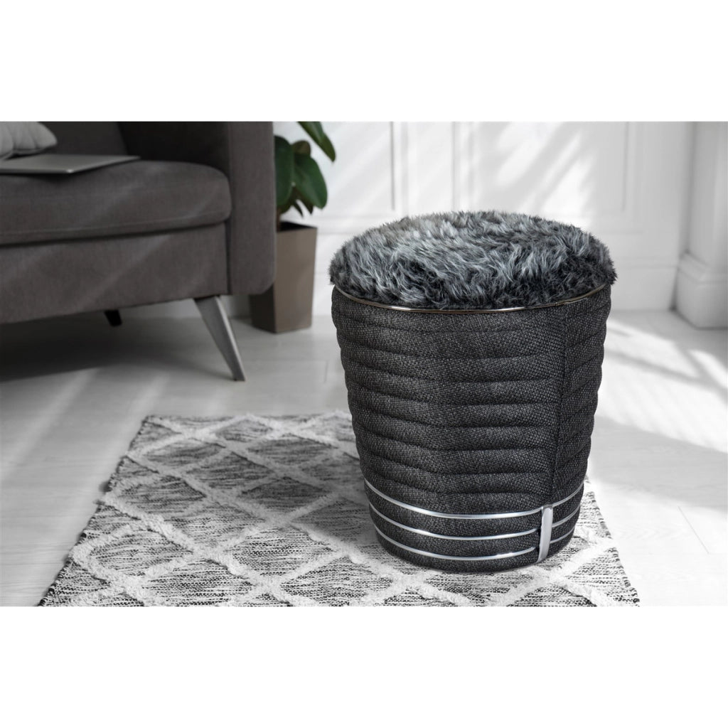 Pouf Doric 320 in Antracite e Legno di Pioppo