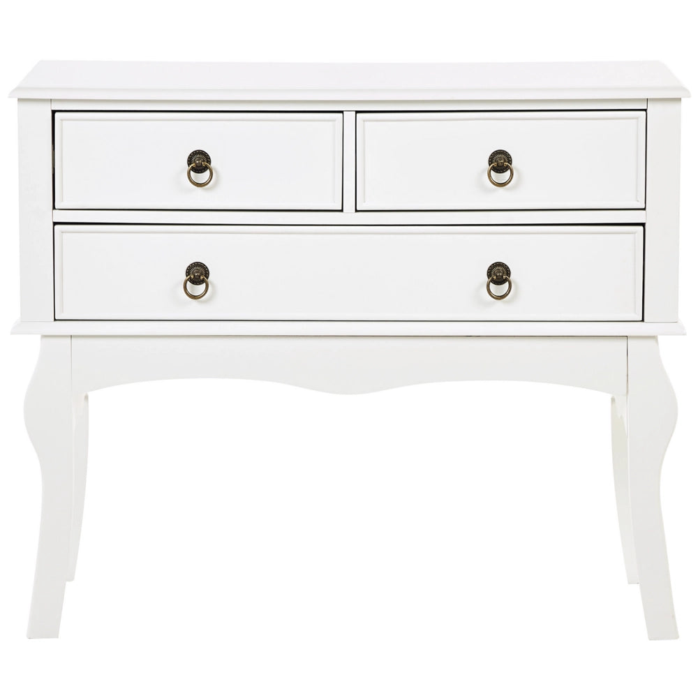 Tavolo consolle di colore bianco in stile retrò con 3 cassetti rustico soggiorno ingresso