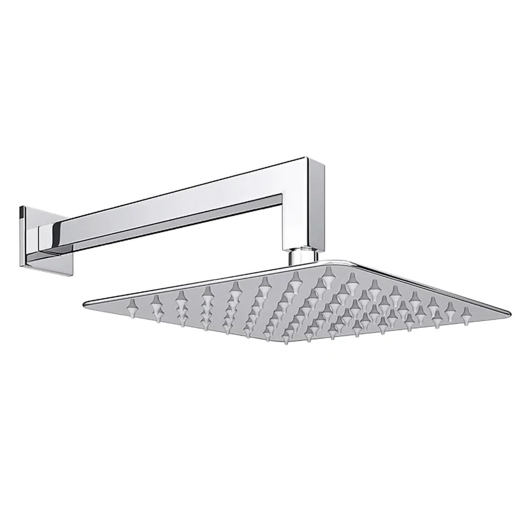 Set doccia completo squadrato cromo - Miscelatore, braccio a gomito, soffione 20x20cm e doccino