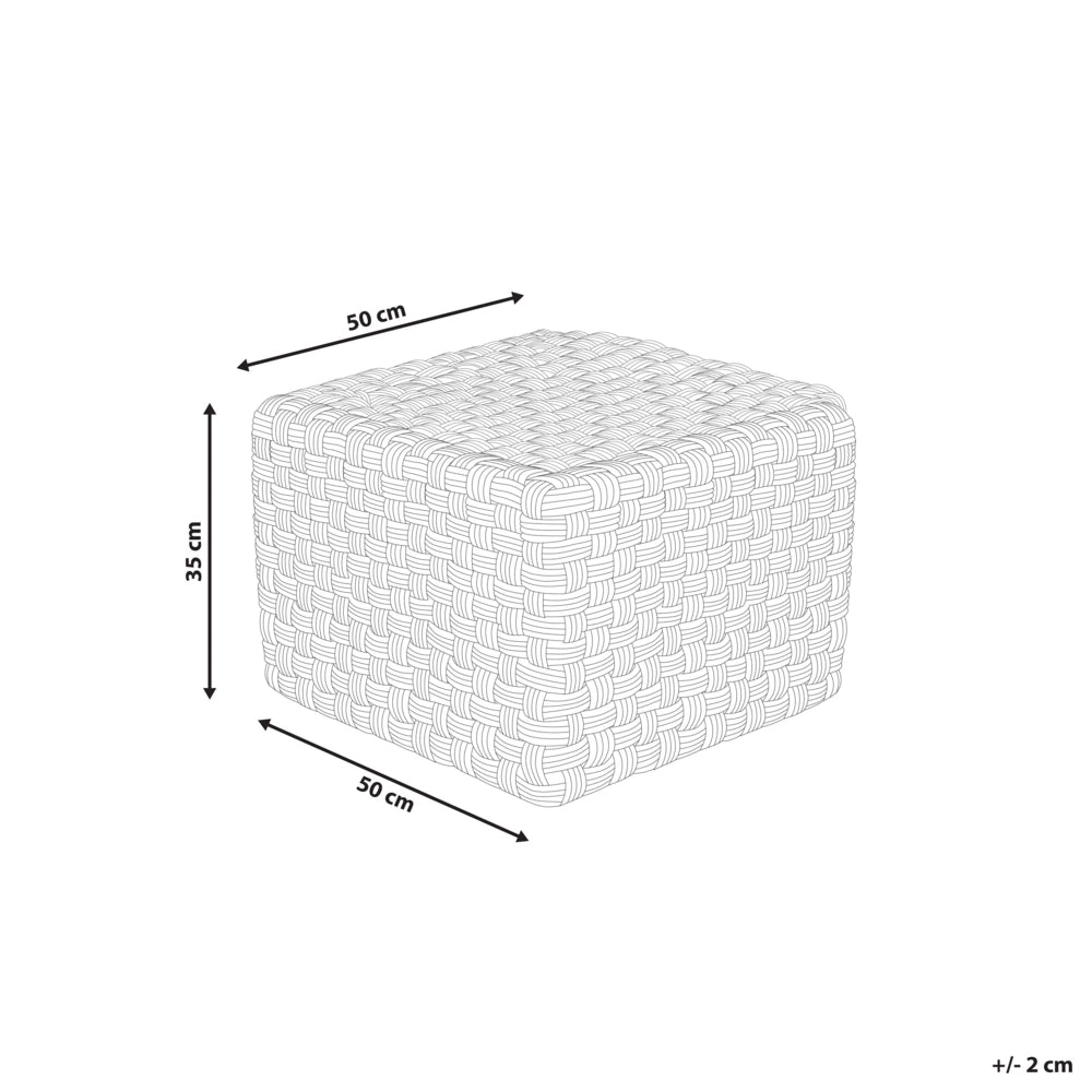 Pouf da giardino grigio in materiale sintetico 50 x 50 cm Pouf da esterno intrecciato a mano in stile boho