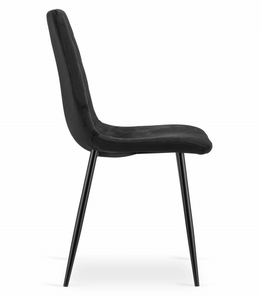 Sedia VALORA TURIN - Sedie da pranzo ergonomiche in velluto nero x2