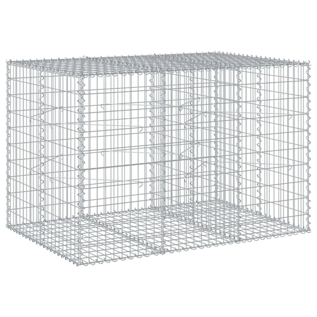 Gabbione recinto a gabbia muro di contenimento con coperchio 150 x 100 x 100 cm ferro zincato argento 02_0040137