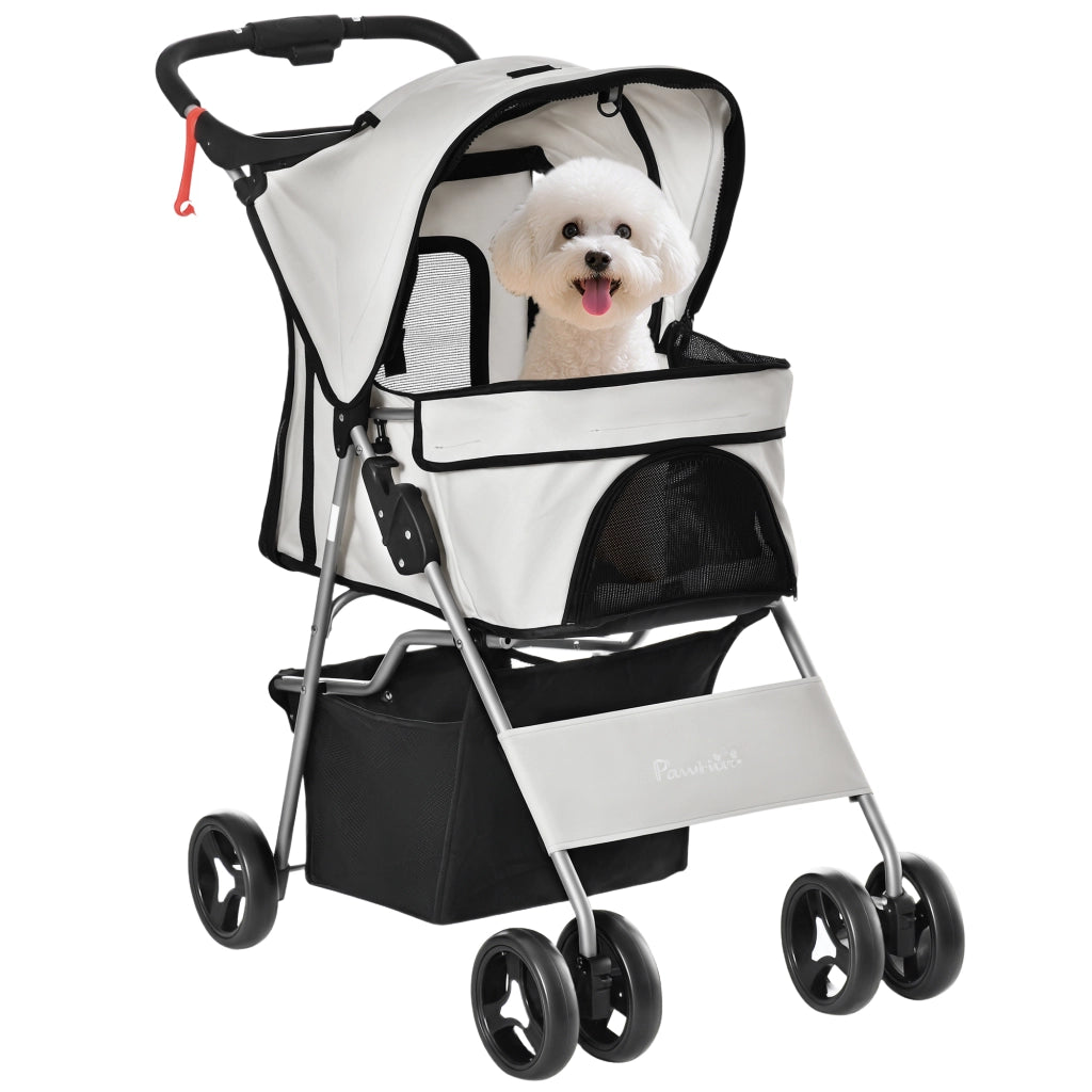 Carrello Portaoggetti per Cani con Toldo Regolabile ¨C zephmum ¨C Grigio 77x45x99,5 cm