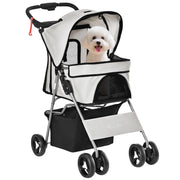 Carrello Portaoggetti per Cani con Toldo Regolabile ¨C zephmum ¨C Grigio 77x45x99,5 cm