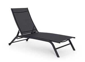 Lettino Prendisole da Giardino con Ruote 63/68x195x101 cm  in Acciaio Raul Antracite