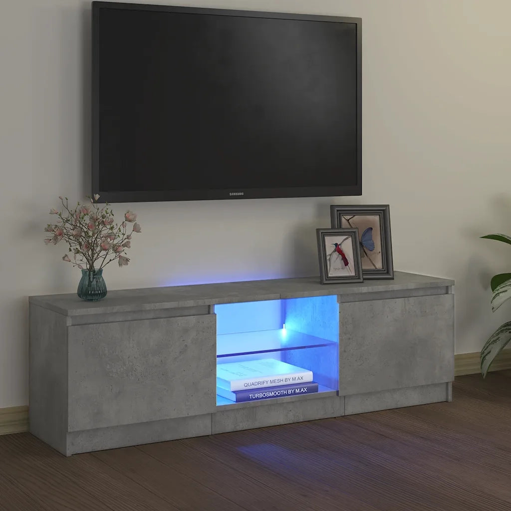 Mobile Porta TV con Luci LED Grigio Cemento 120x30x36 cm 804287