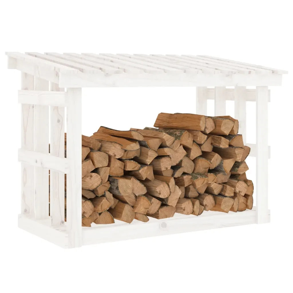 Portalegna Bianco 108x64,5x77 cm in Legno Massello di Pino 822433