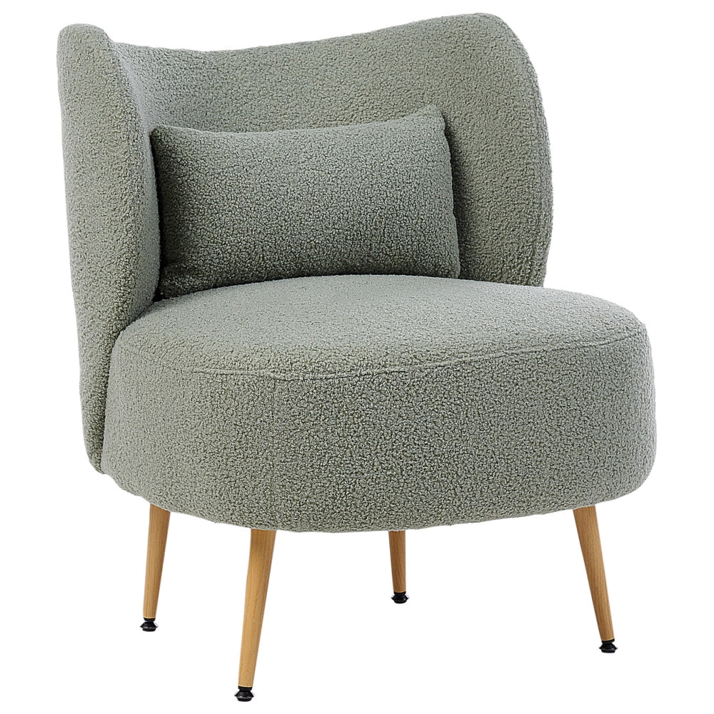 Poltrona da salotto con schienale curvo  boucle verde stile glam elegante soggiorno