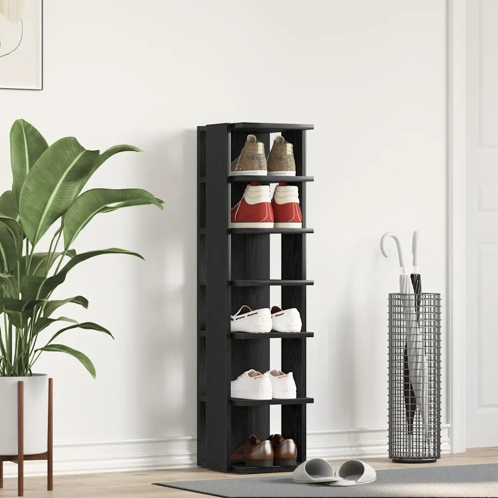 Scarpiera | Mobile per scarpe Rovere Rovere Nero 25x27x102 cm in Legno Multistrato