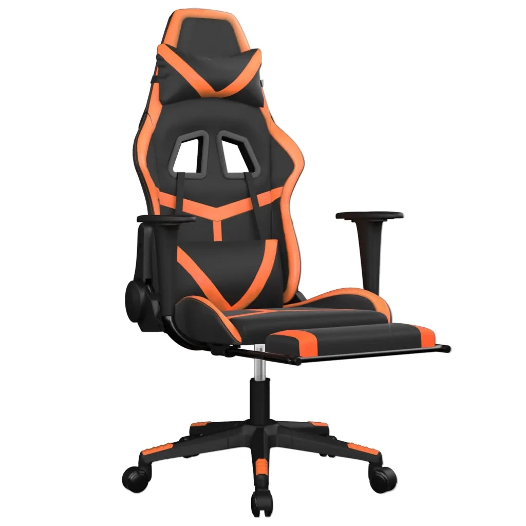 Sedia da Gaming | Sedia da e-sports con Poggiapiedi Nero e Arancione in Similpelle