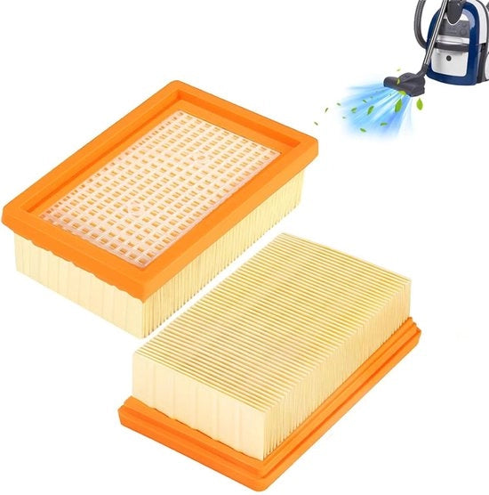 Doppio filtro a piastre Adatto per WD4, WD5, WD6, MV4, MV5 e MV6 - Filtro a piastre pieghevole - Filtro per aspirapolvere - 2.863-005.0 - Filtro a carter - Filtro a cartuccia - Sostituisce i Filtro Originali