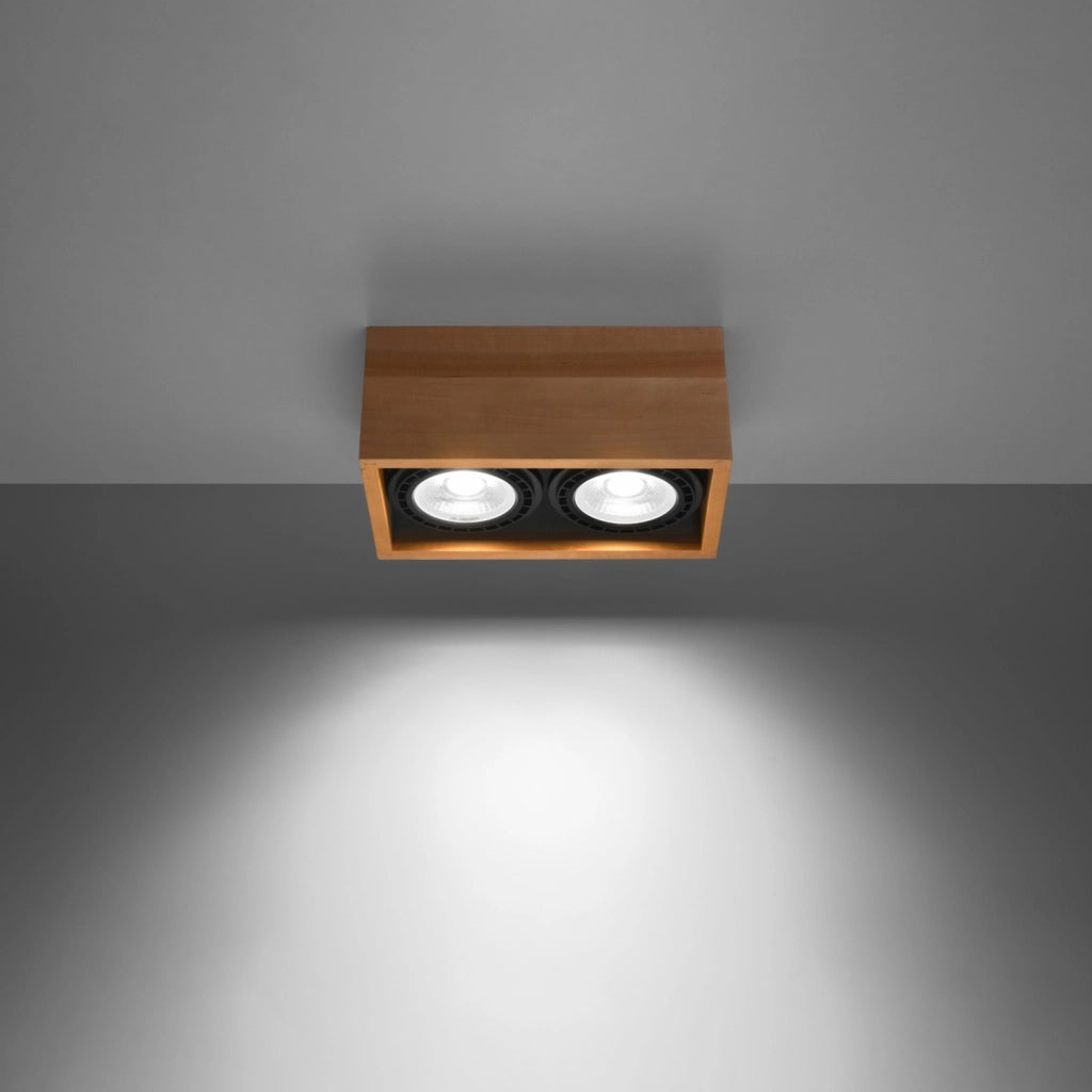 Faretto soffitto legno rettangolare doppio 2xGU10 10W Pure Lume