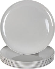 Set di piastre in plastica riutilizzabili da 9 pezzi, 25cm, servizio da tavola, resistente al microonde, resistente al lavastoviglie, colore grigio.