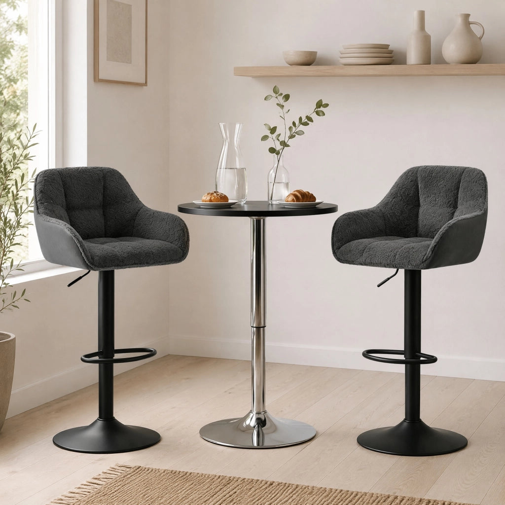 SGABELLO BAR REGOLABILE E GIREVOLE 52 x (87-109) x 50 cm Grigio scuro Set da 2 pezzi