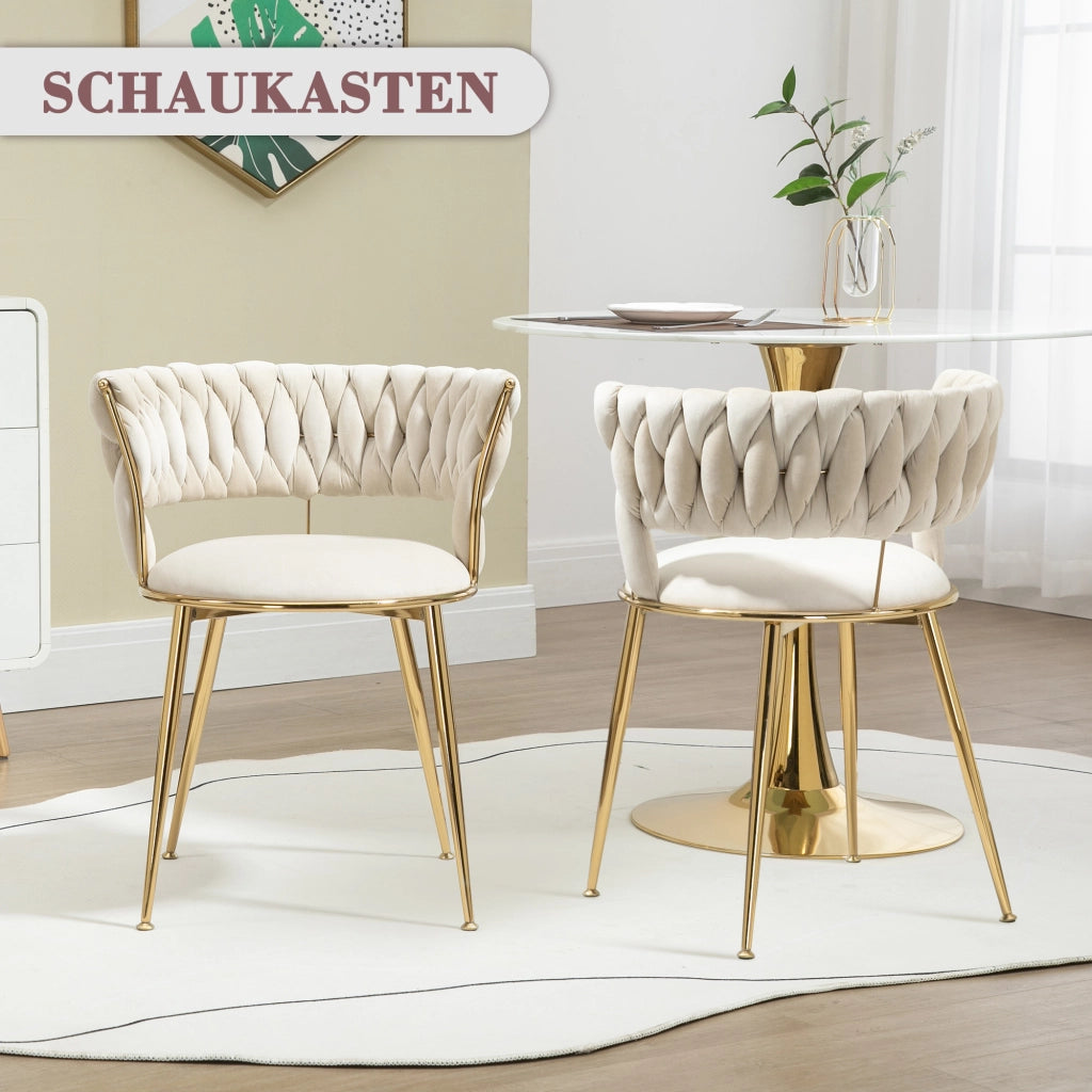SEDIA DA PRANZO Set da 2 pezzi in velluto color avorio con gambe in metallo