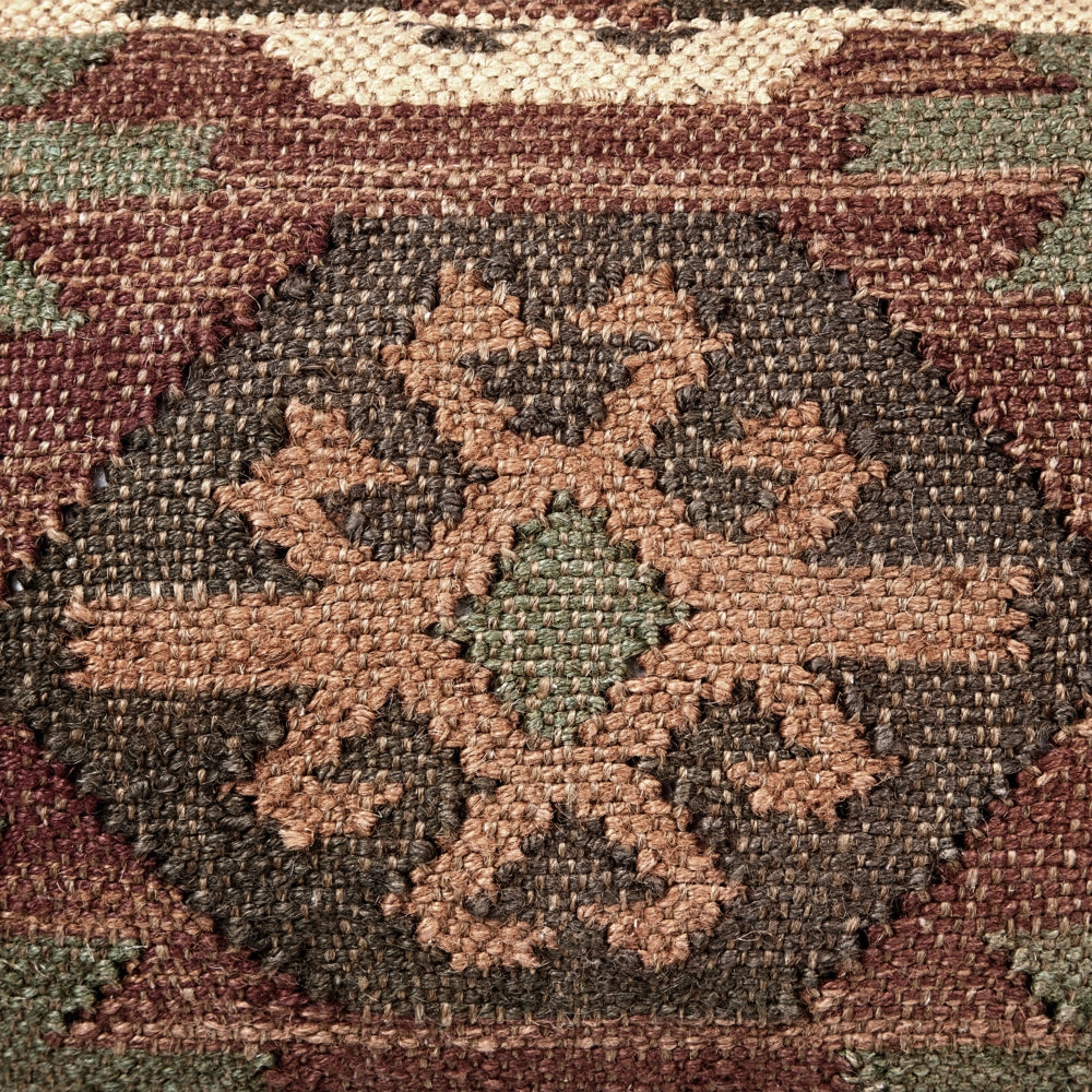 Pouf in stile orientale etnico Kilim in iuta  50 x 50 cm soggiorno camera Poggiapiedi quadrato moderno motivo imbottita beige