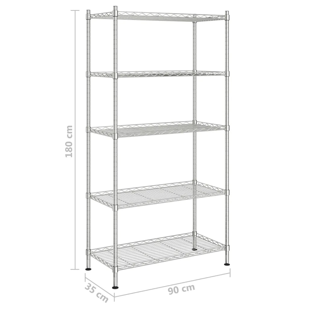 Scaffale a 5 Livelli 90x35x180 cm Cromato 250 kg 324623