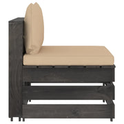 Divano Centrale Modulare con Cuscini-Sofa Modulare-Divanetto in Legno Impregnato Grigio 860229