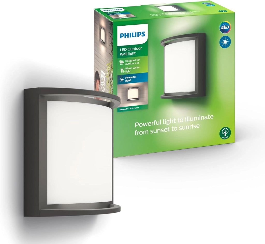 Philips myGarden Samondra - Lampada da parete a LED per esterni, con sensore di movimento, colore: antracite, 2700 K