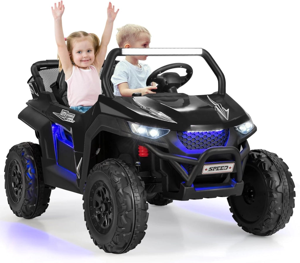 Macchina Elettrica Per Bambini 2 Posti, con Multimedia e Telecomando 2,4G per Genitori, Autonomia 60-120 Min, Carico Max 59 KG, Macchina Elettrica per Bambini da 3 a 8 Anni (Giallo)