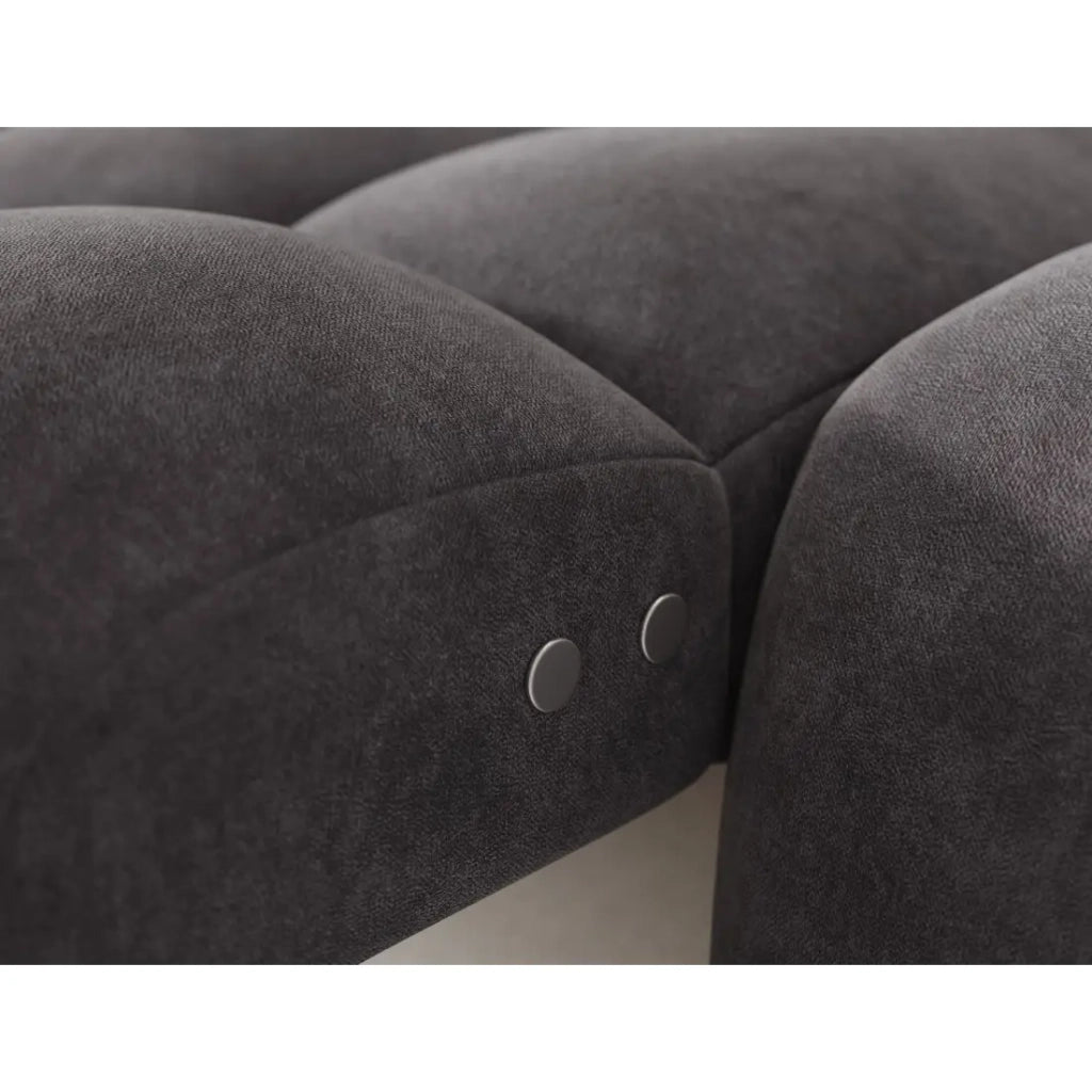 Divano angolare trasformabile BULLA 3 posti grigio - tessuto effetto alcantara con estensione della seduta elettrica