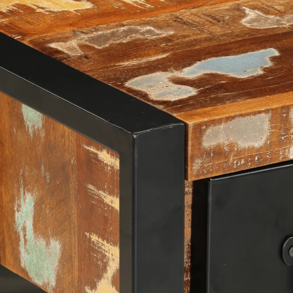 Comodino Multicolore 35x34x45 cm in Legno Massello Recupero 4013569