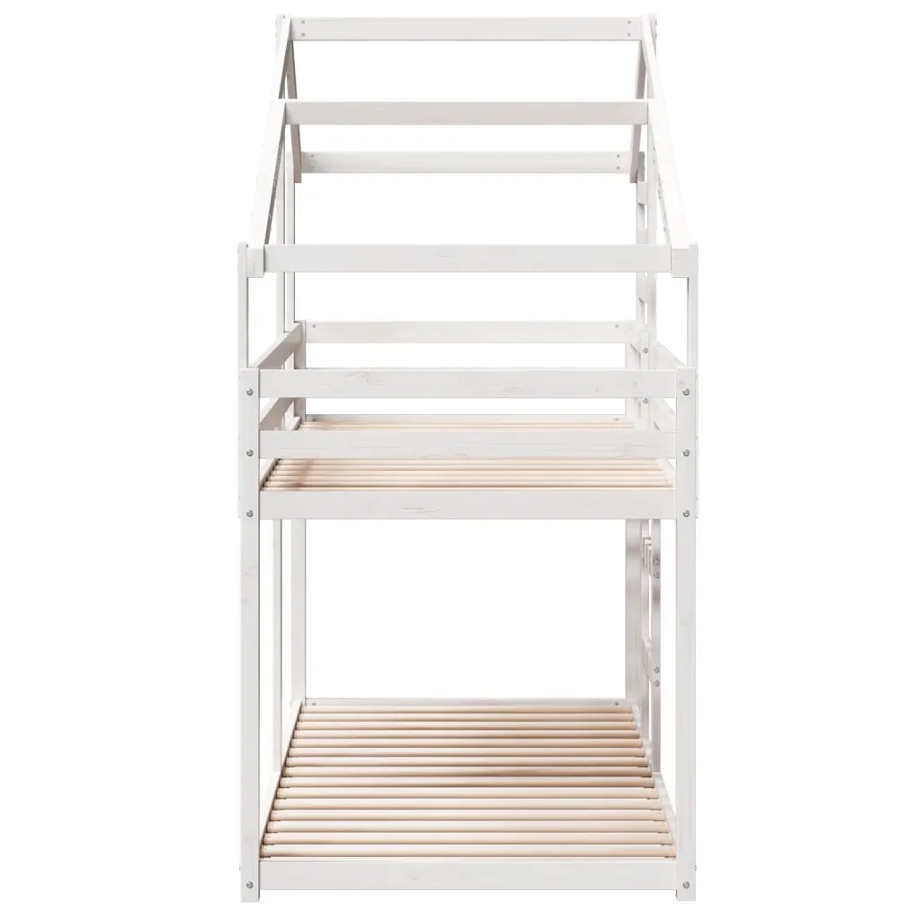 Letto a Castello senza Materasso Bianco 90x190cm Massello Pino 3281965
