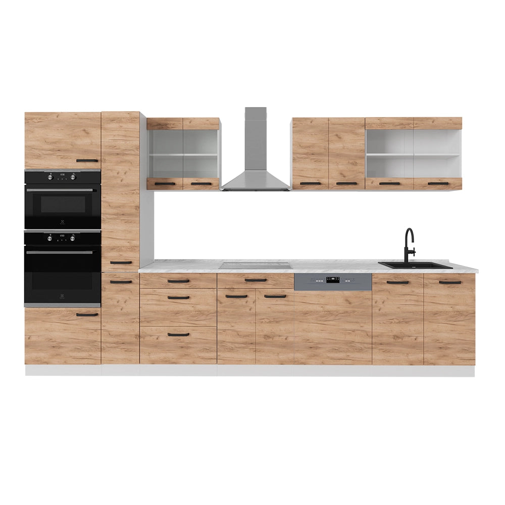 Vicco Cucina componibile Quercia dorata/bianco 350 cm senza piano di lavoro