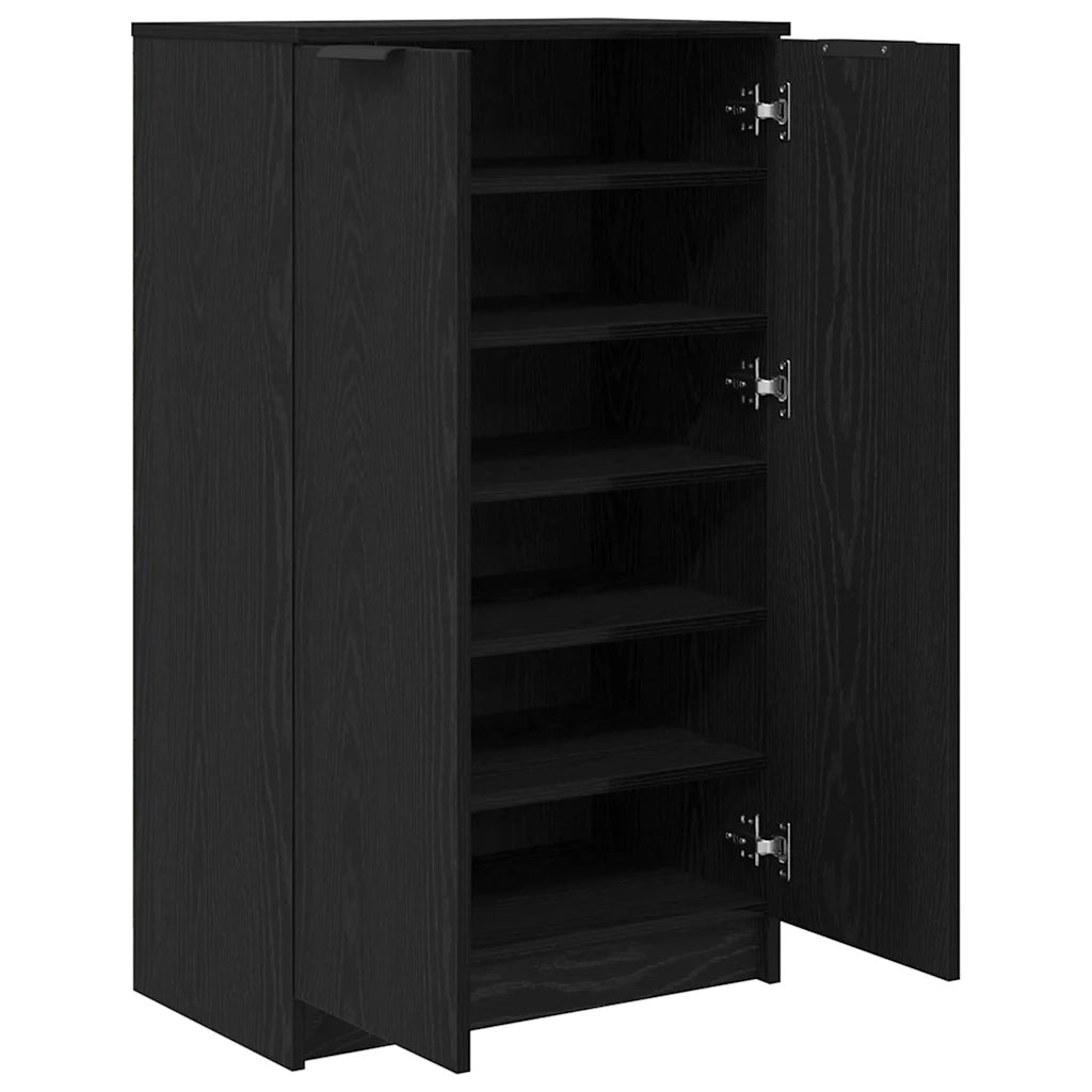 Mobile per scarpe con lo scaffale-Scarpiera Rovere Nero 59 x 35 x 100 cm