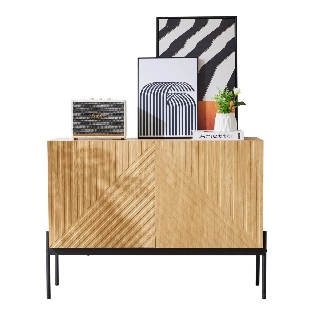 Credenza 100x40x75 cm con ripiano regolabile in truciolare naturale