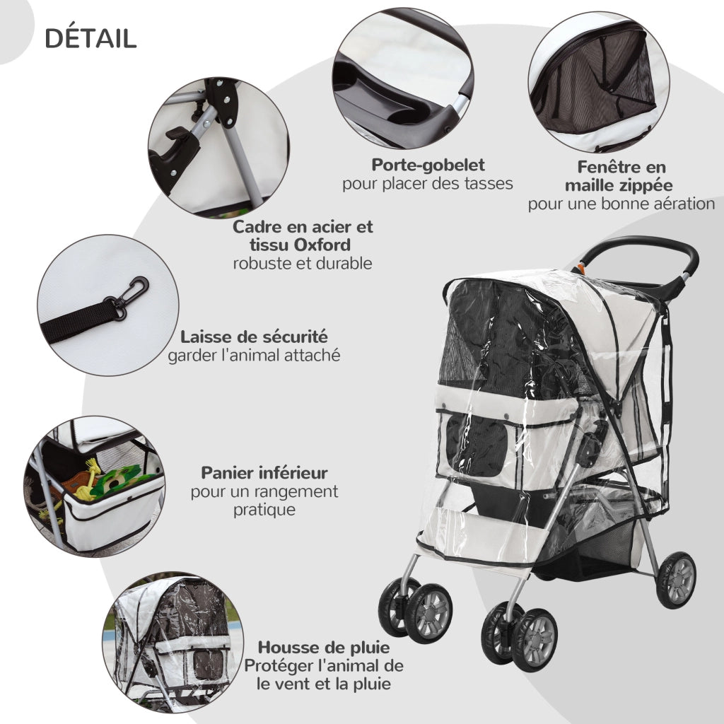 Carrello pieghevole per animali ¨C zephmum ¨C impermeabile con cestino e portabottiglie