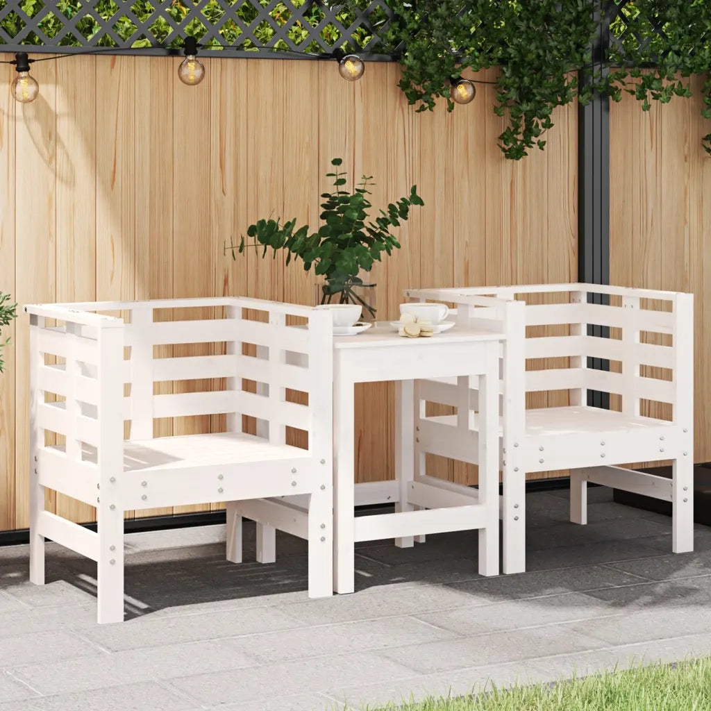 Sedie da Giardino 2 pz | Sedie da Esterno Bianche 61,5x53x71cm Legno Massello Pino