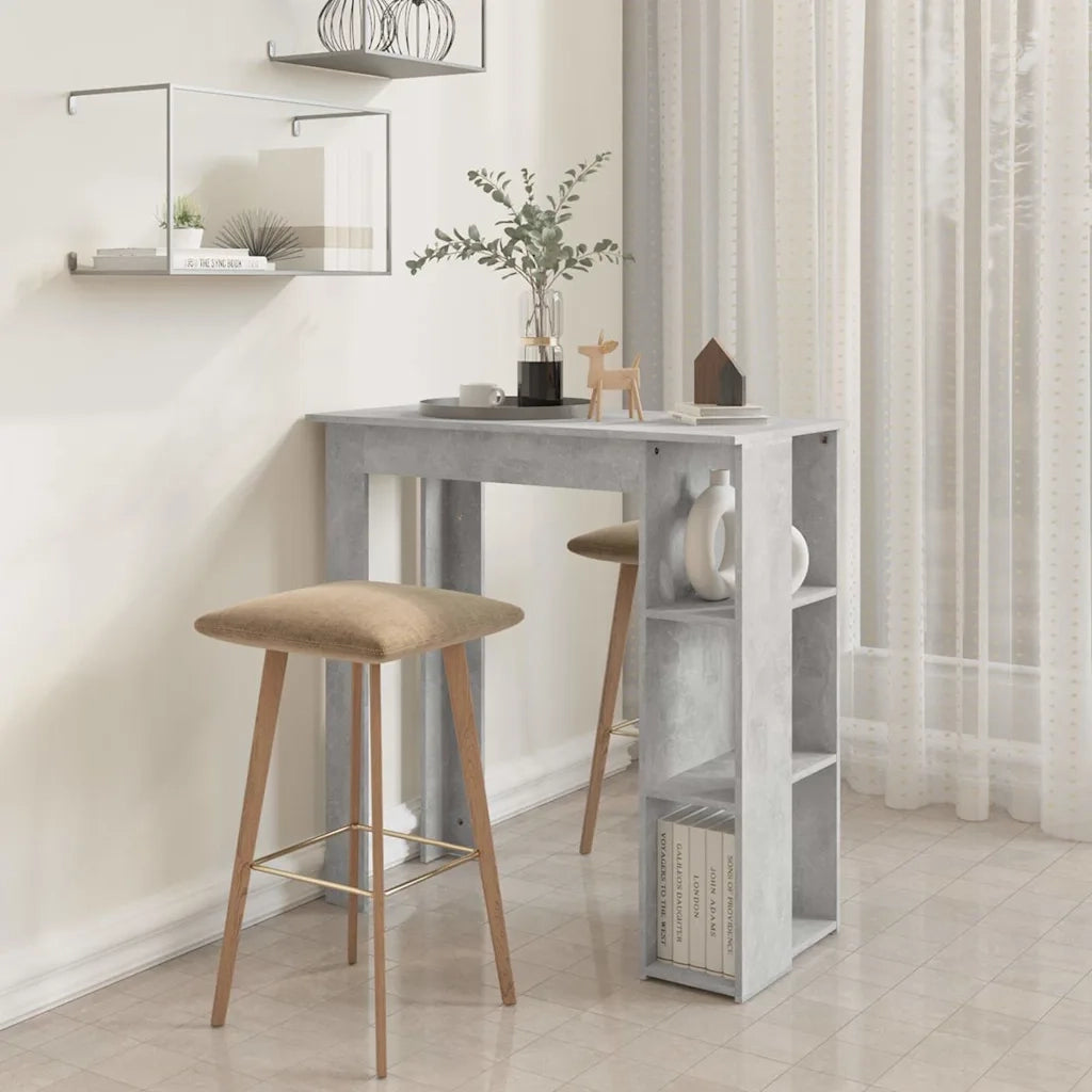 Tavolino da Bar con Ripiani Grigio Cemento 102x50x103,5 cm 809462