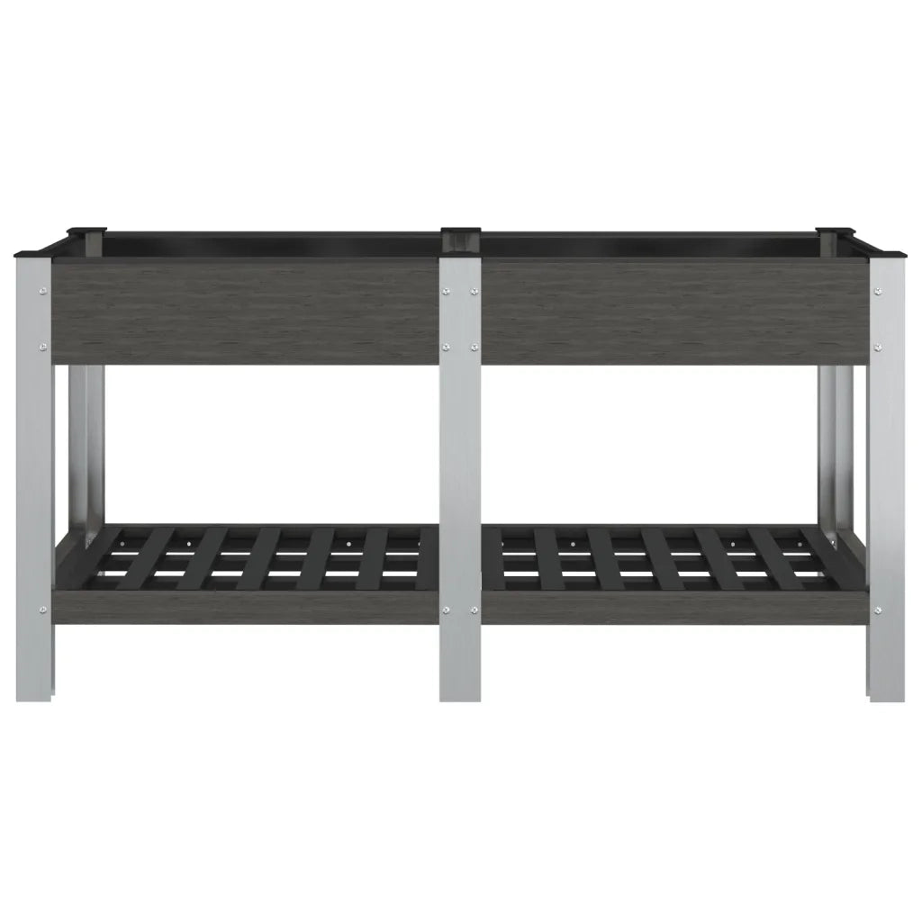 Fioriera | Cassetta per fiori | Vaso Rialzata Giardino con Ripiano Grigia 175x50x75 cm WPC