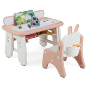 Set tavolo e sedie per bambini 80 x 50 x 45-55 cm per uso ludico e didattico stile moderno PP rosa 20_0017856