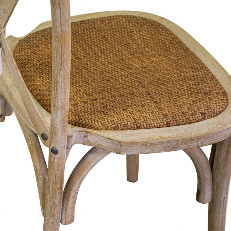 Sedia legno cross naturale seduta intreccio impilabile cm 51x55h46,5/89