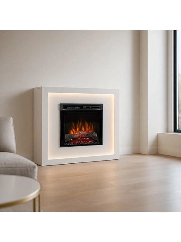 Caminetto Elettrico da pavimento A Libera Installazione A LED - Bianco opaco LITOS 23'