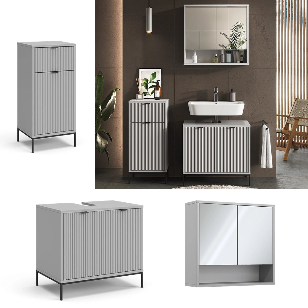 Vicco Set di mobili da bagno Grigio 3 parti
