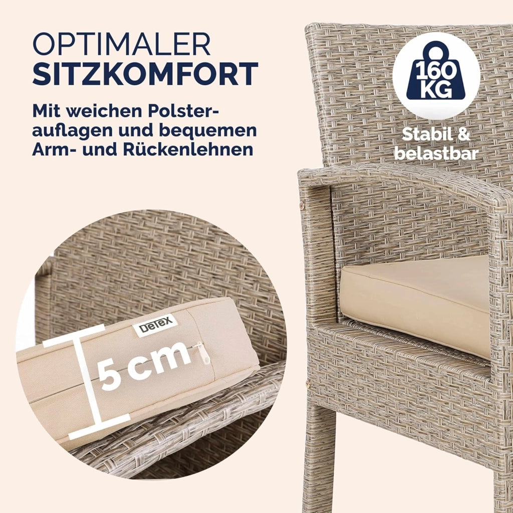 ® Lounge Tavolo da Giardino Set Polyrattan Mobili da Esterno 4 Persone Incl. Cuscini Gruppo di Seduta Terrazza Balcone Salottino Outdoor
