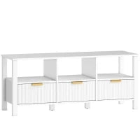 Mobile TV Moderno con 3 Cassetti e 3 Ripiani Aperti per Televisori 109,2-139,7 cm 120x39,5x50 cm Bianco