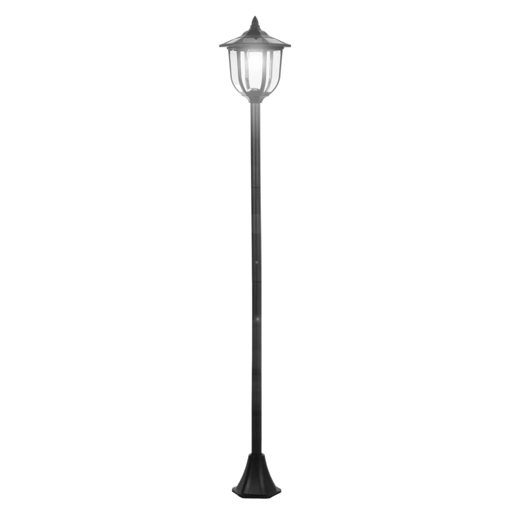 Lanterna solare LED da giardino nera, IP44, luce bianca fredda, 6 LED, autonomia fino a 6 ore