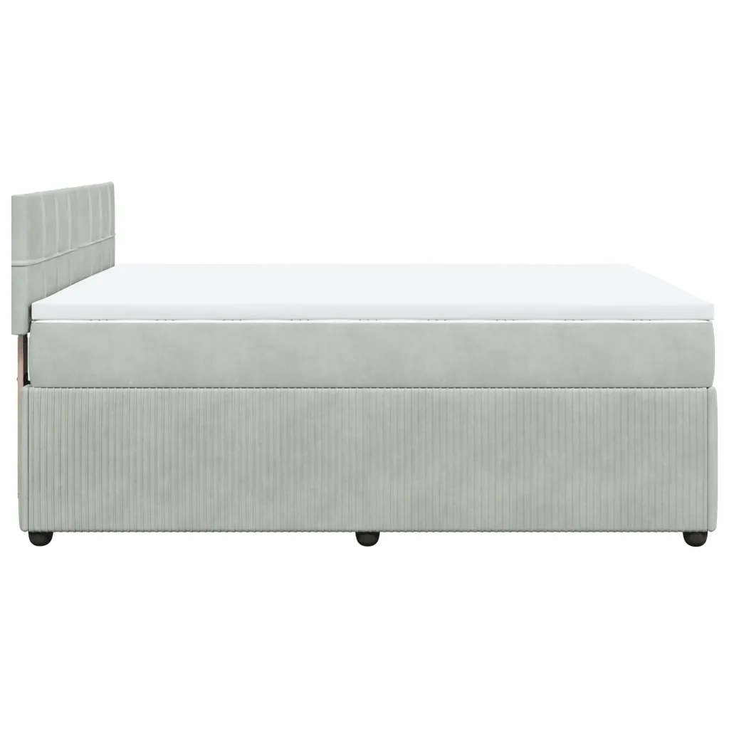 Giroletto a Molle con Materasso Grigio Chiaro 160x200cm Velluto