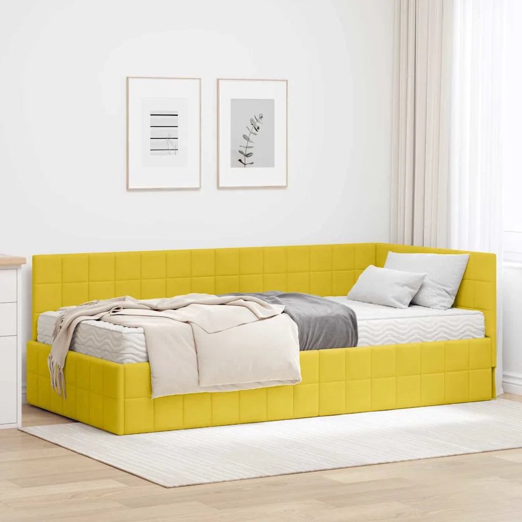 Struttura Letto Angolare con Materasso 2 pcs Giallo Velluto 3393934