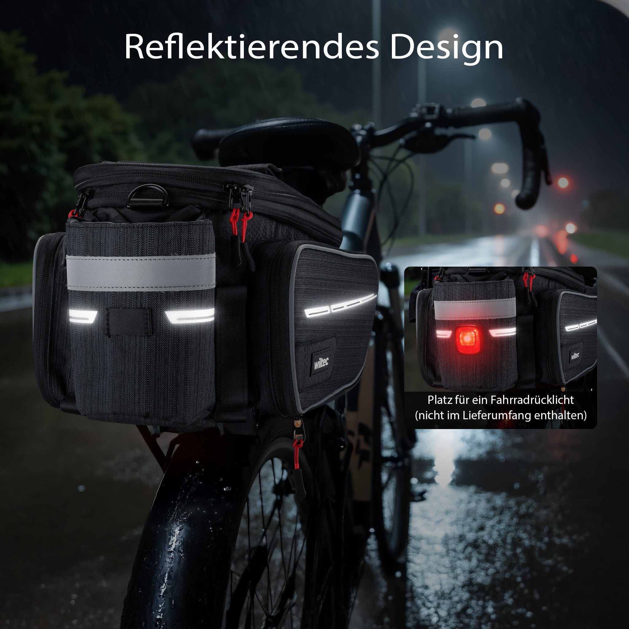 Borsa per portapacchi posteriore bici espandibile fino a 20 L grigia, impermeabile e multiuso, scomparto laptop ed elementi riflettenti