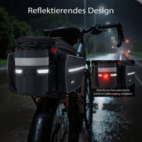 Borsa per portapacchi posteriore bici espandibile fino a 20 L grigia, impermeabile e multiuso, scomparto laptop ed elementi riflettenti