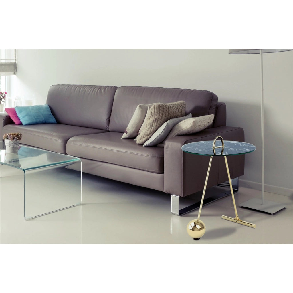 Tavolino di design Pendulum in oro e vetro effetto marmo nero